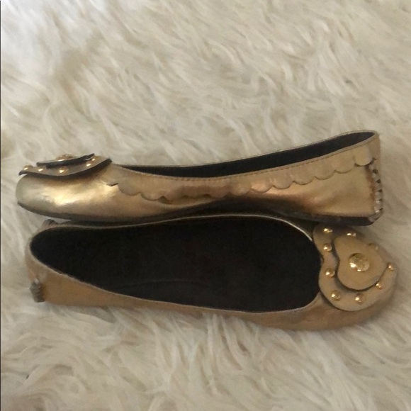 Tory Burch gold ballet flats, 7.5